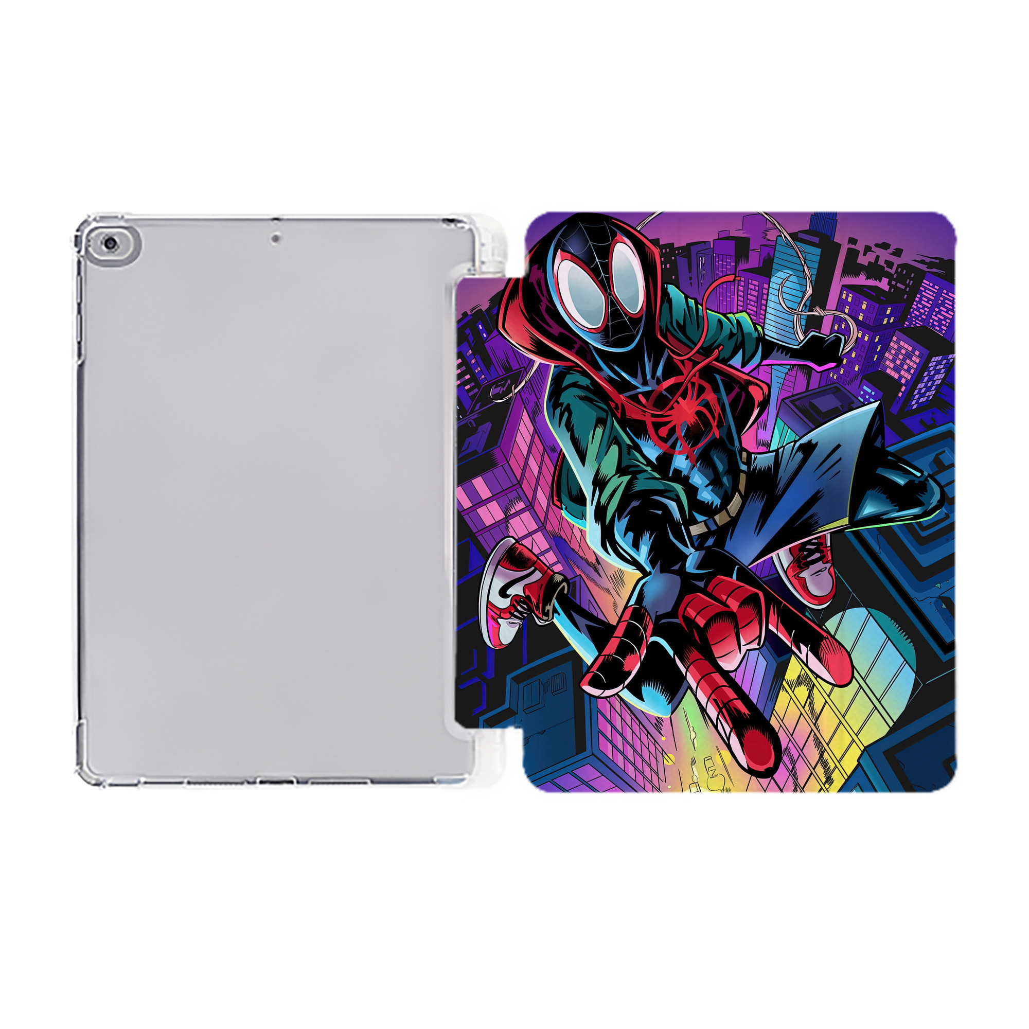 Spider Man スパイダーマン IPad ケース ペン収納付き 三つ折りスタンド PUレザー×シリコン 対応機種9.5/10.5/10.9インチ